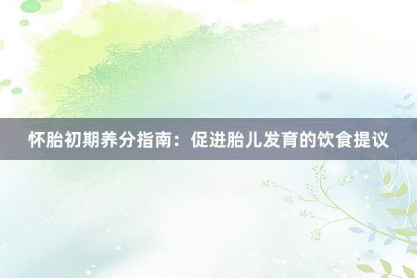怀胎初期养分指南：促进胎儿发育的饮食提议